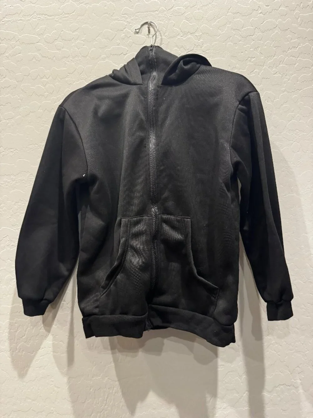 Kids Black Ski Jacket with Built-In Face Mask Hood